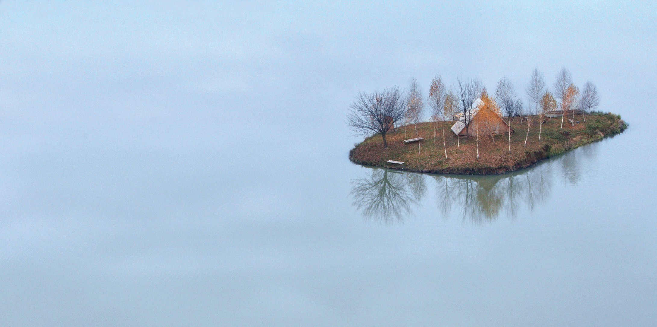 Misty lake